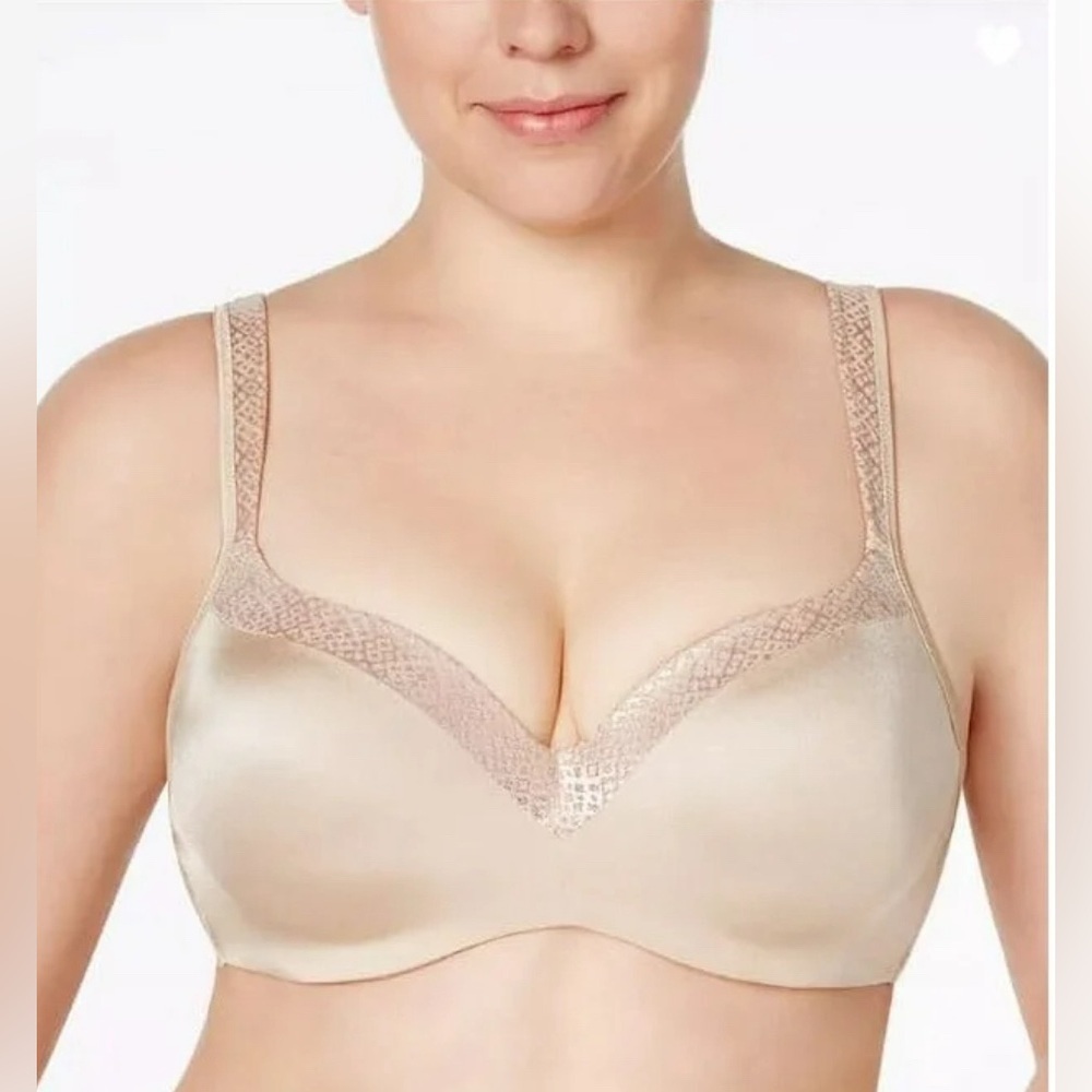Playtex Secrets Full Coverage Bra Nude​​ 40F Underwire Minimizing‎ Satin Trim